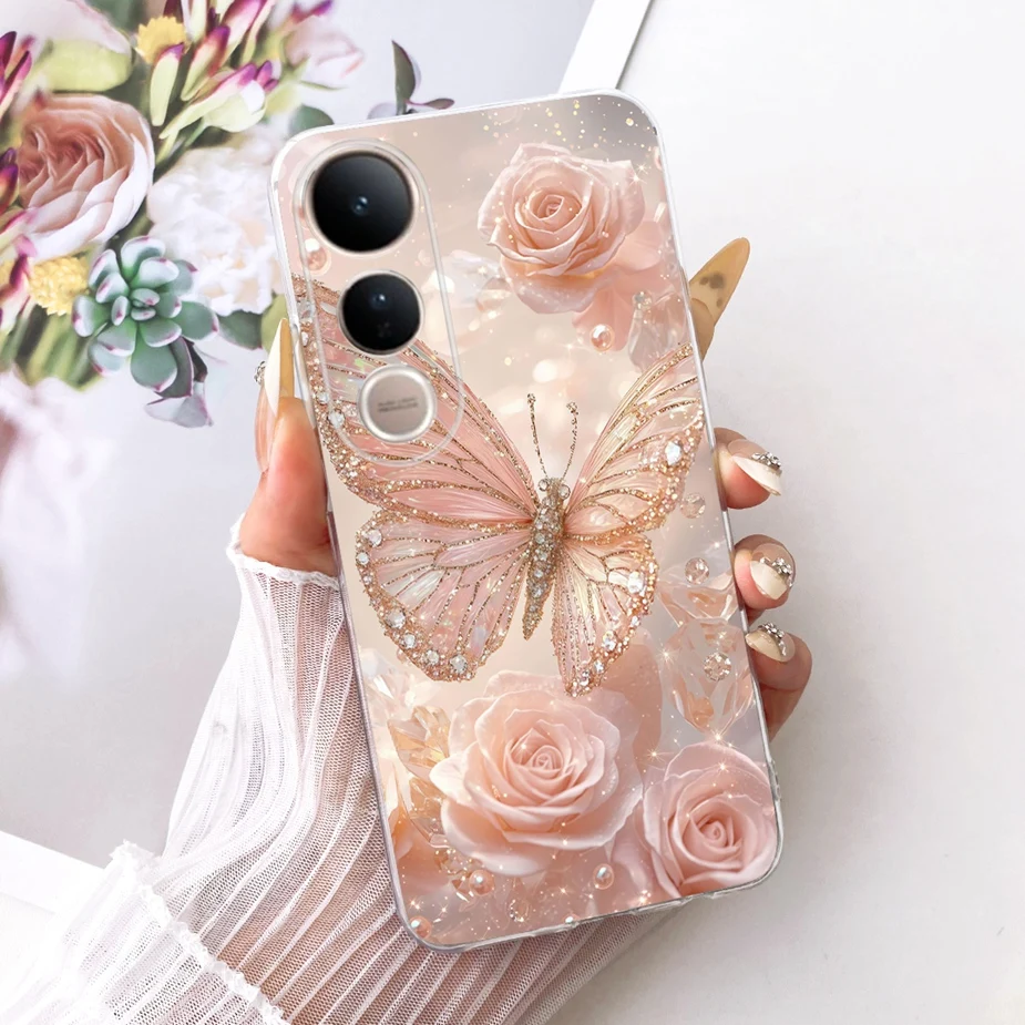 Luxury Bow Flowers Painted Soft Silicone Phone Case Cover