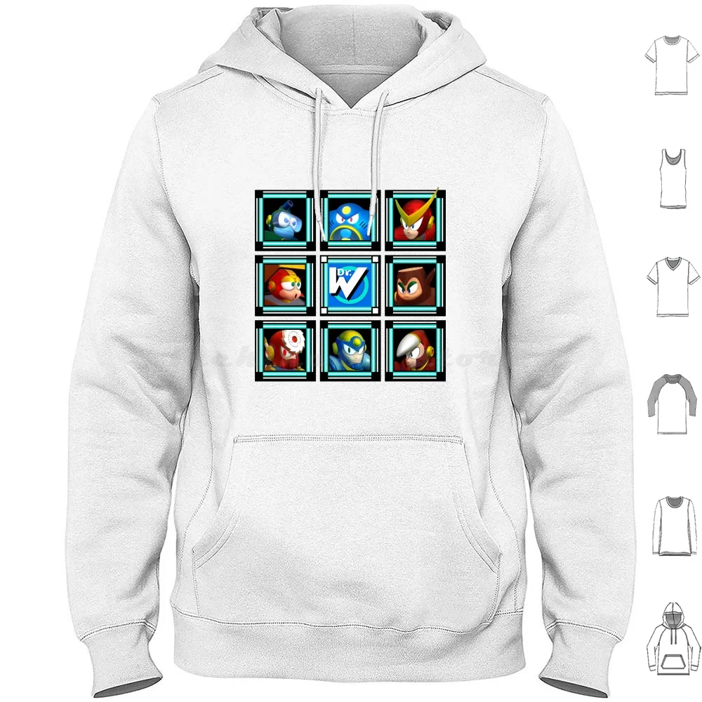 Mega Man 2 3D Stage Select Felpa Con Cappuccio Cotone Manica Lunga Mega Man 2 Megaman Mega Man Megaman2 Bubble Man Air Man Quick Man Heat