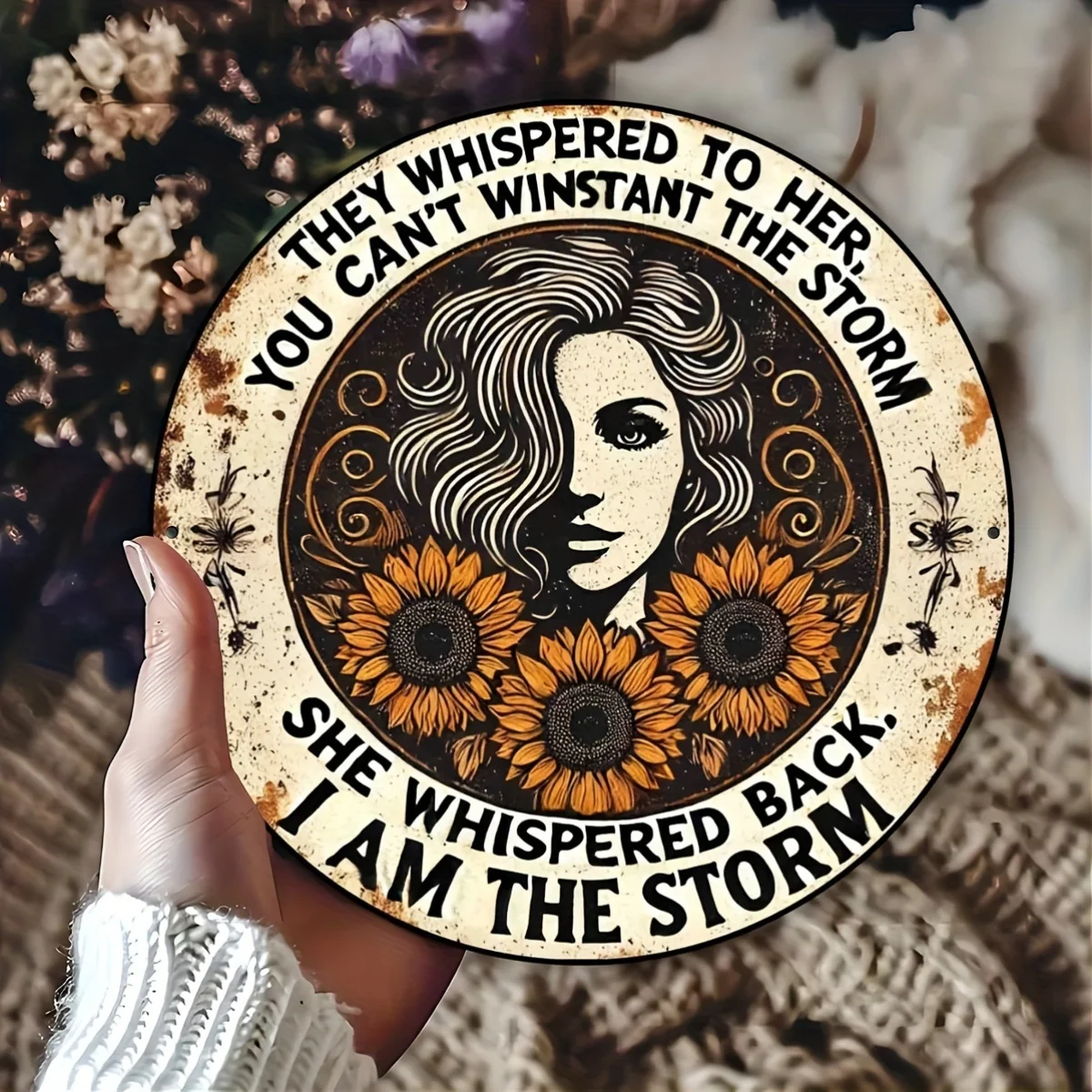 Letrero de aluminio vintage "I Am the Storm" - Arte de pared de metal resistente a la intemperie para el hogar, bar, decoración de granja - Diversión duradera al aire libre R