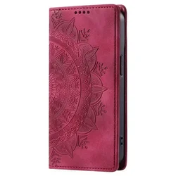 Elegant Magnetic Leather Flip Case with Card Slots - Universal Design - Samsung A11 (Red)