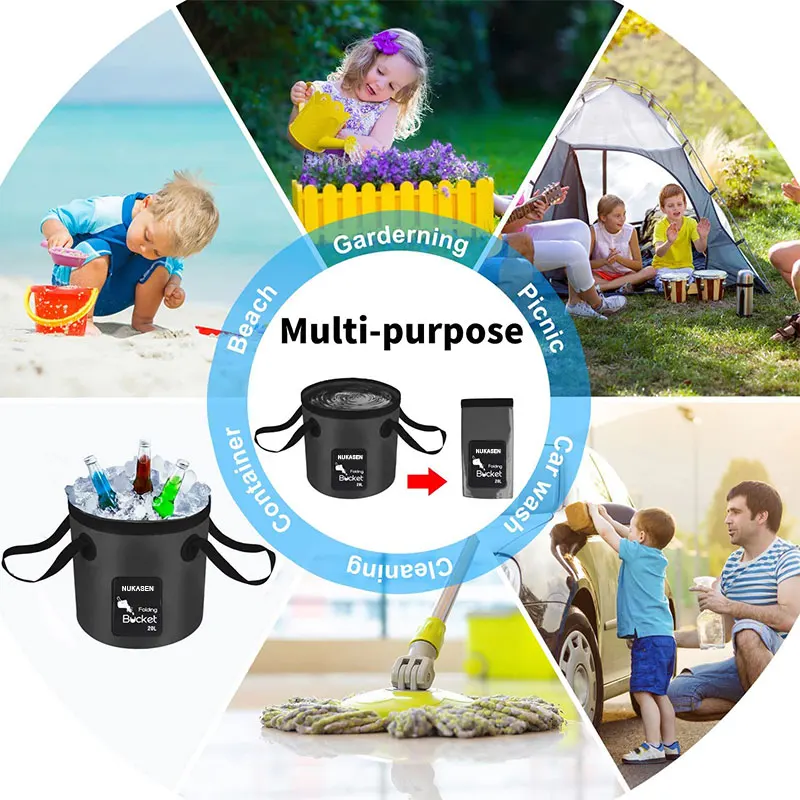 NUKASEN Folding Car Water Bucket 20L Gallon Container Portable Wash Basin For Camping Fishing Travelling Outdoor Car Washing folding bucket water bucket car wash bucket