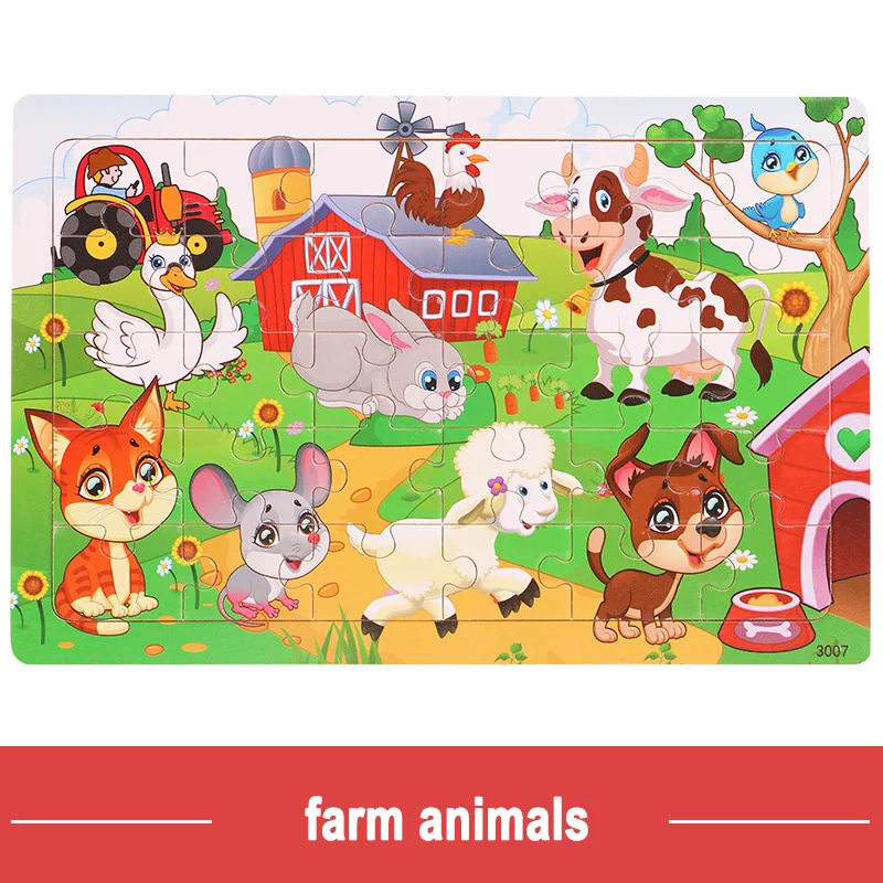 Logic Thinking Intellectual Wooden Game Puzzle Jigsaw Animal Vehicle Cartoon Early Educational Toys For Kids Children Gift wooden puzzles