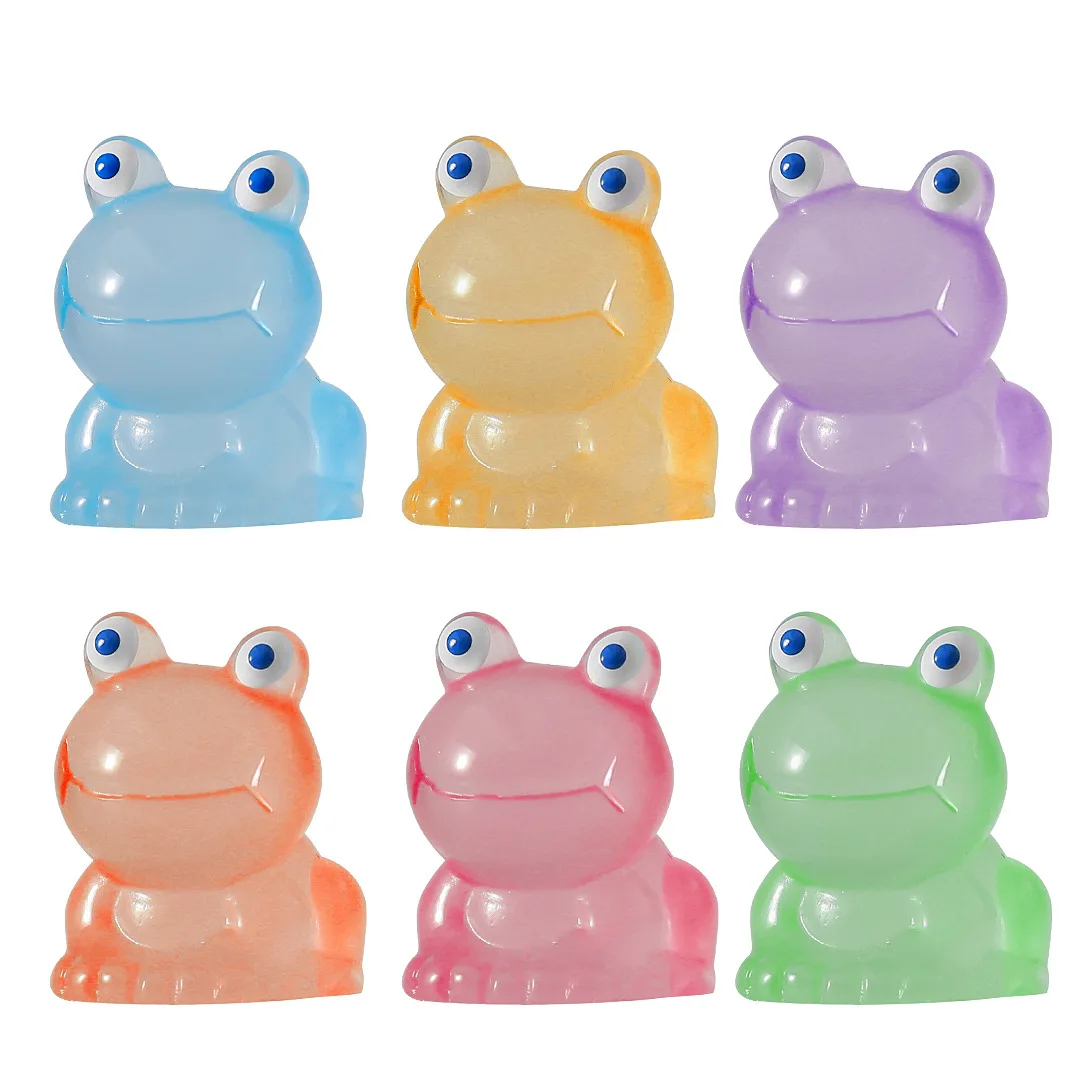 5Pcs Cartoon Cute Glow-in-the-dark Colorful Little Frogs Moss Micro Landscape Ornament DIY Desktop Ornaments Resin Crafts