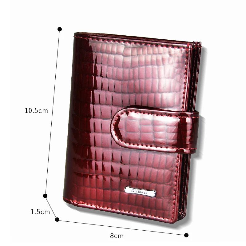 Rfid Credit Card Holder Bright Patent Leather Women Wallets Bank Cardholder Case Genuine Leather Thin Mini Wallet Minimalist