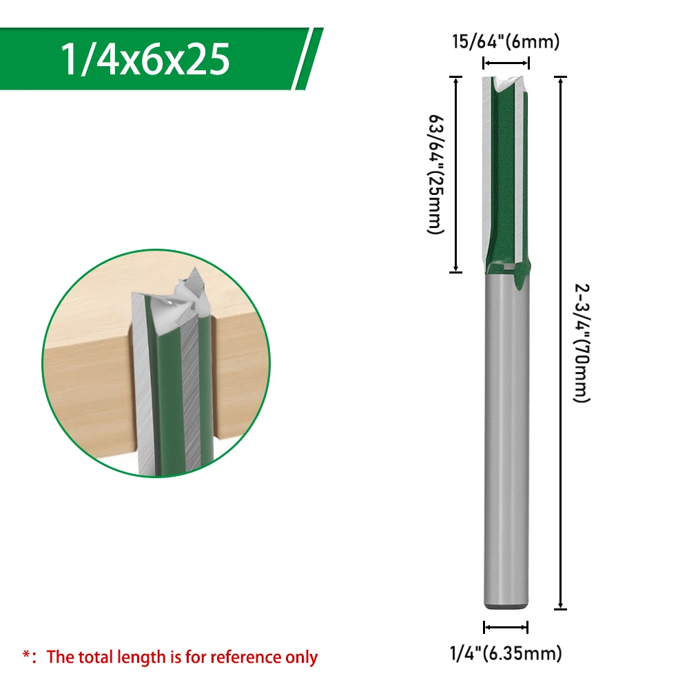 LAVIE Professionelle Qualität 6 mm 1/4 Zoll Schaft 3 Nuten gerader Bit ersetzen Lagerfräser Holzbearbeitung H06002Z30 – Detail 10