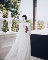 Civil Wedding Dresses 2024 Women V neck 3/4 Sleeves Backless Wedding Party DressBrides Side Slit Sexy Bridal Gowns Customized 2