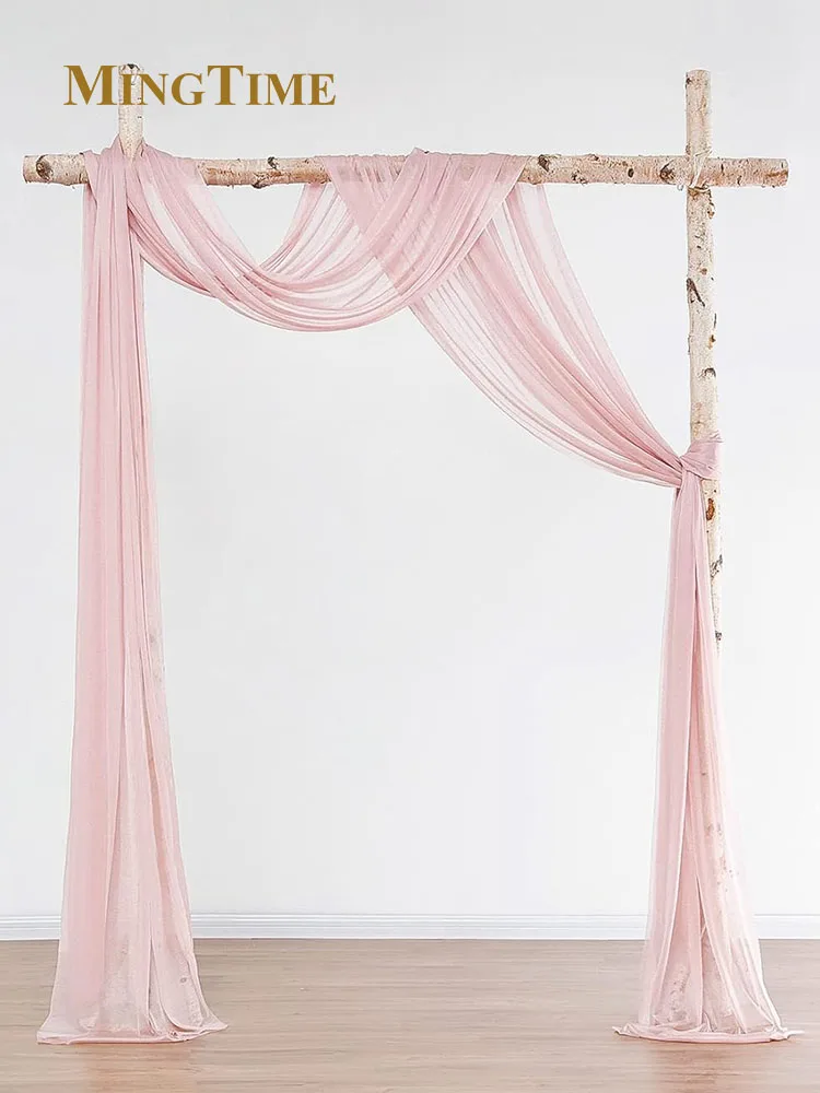 6/10 Meters Chiffon Fabric Drapes Blush Pink Dusty Rose Sheer Fabric Curtains for Wedding Arch Decorations Party Stage Shower chiffon fabric curtains