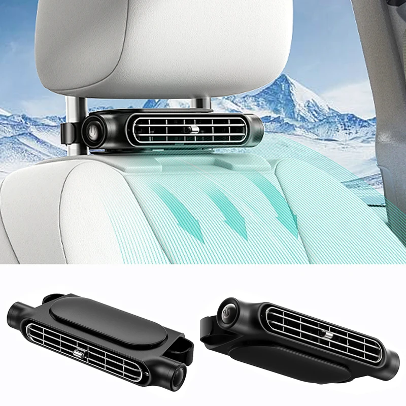 

Car Seat Fan Backseat Cooling Fan Front Rear Seat Headrest Cooling Air Fan USB Powered Adjustable Strap Car Interior Fan