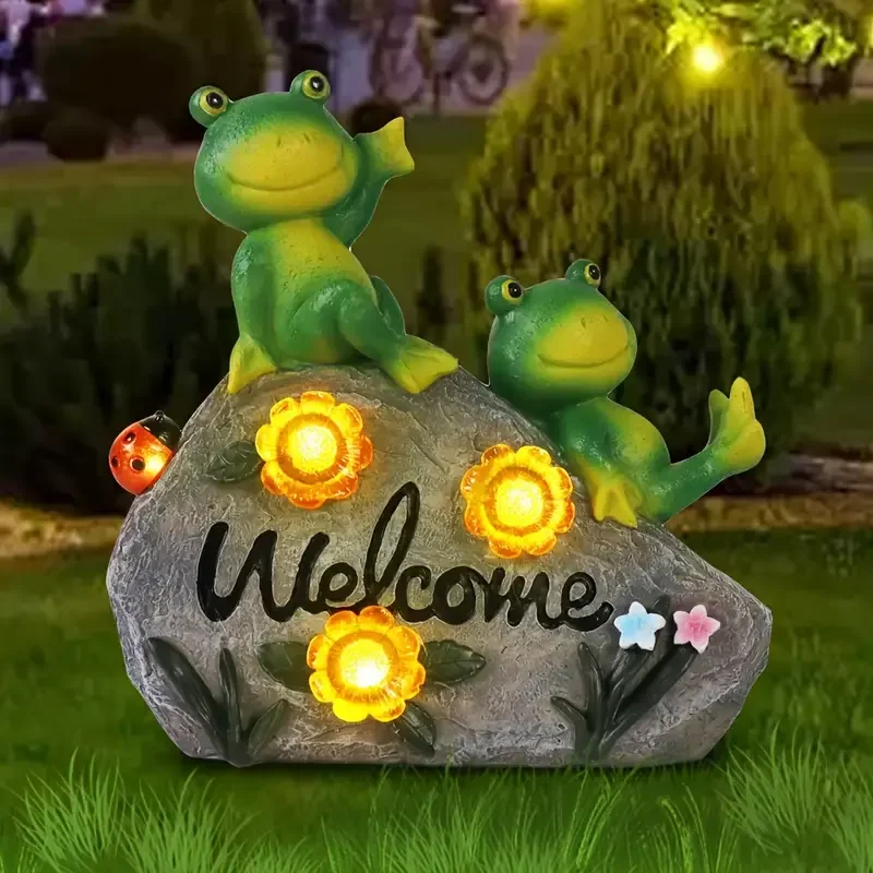 Welcome Frog Resin Statue Light 1