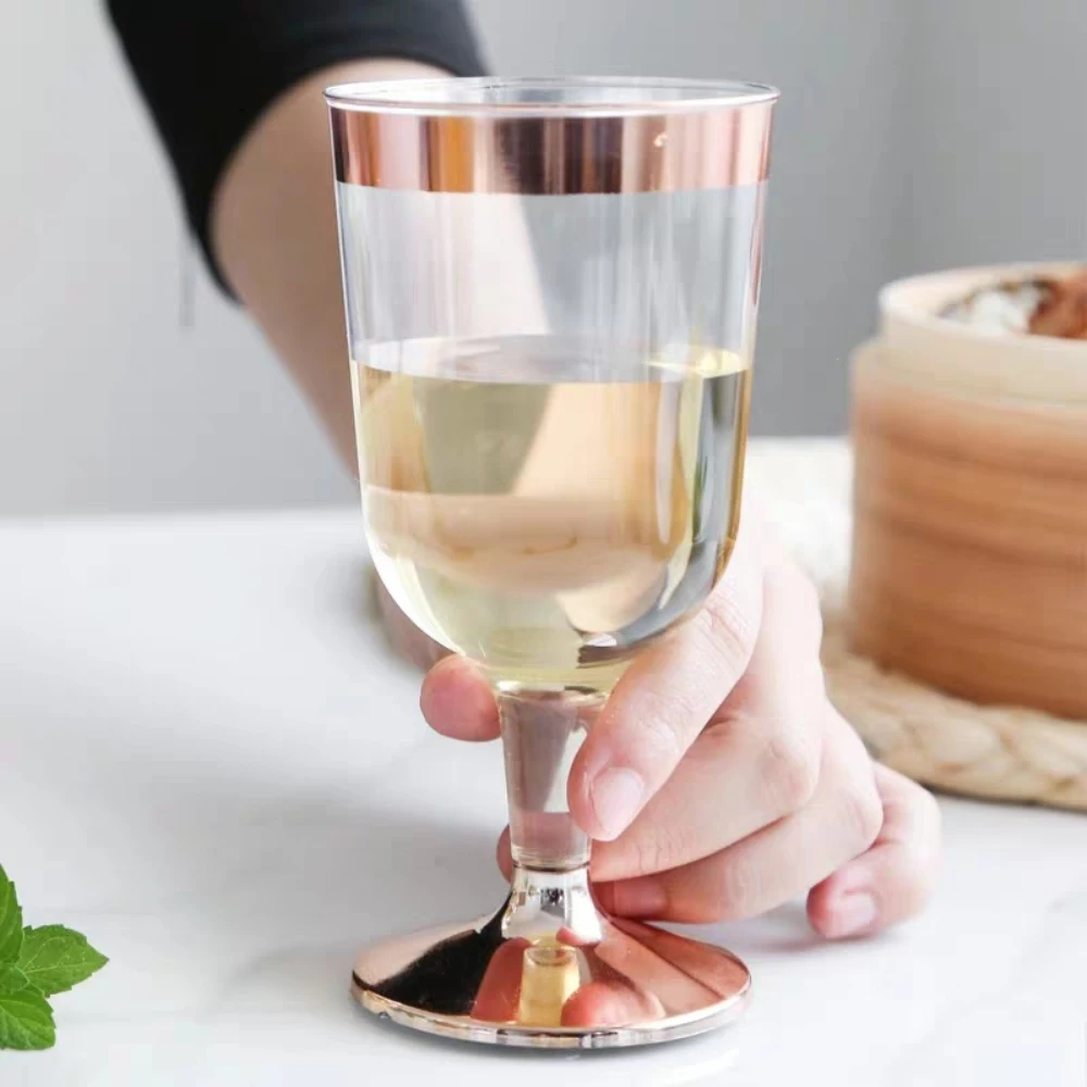 BUCLA Flute Da Champagne In Plastica Oro – 100 Pezzi, Bicchieri USA E Getta Con Bordo Dorato, Per Matrimoni E Feste