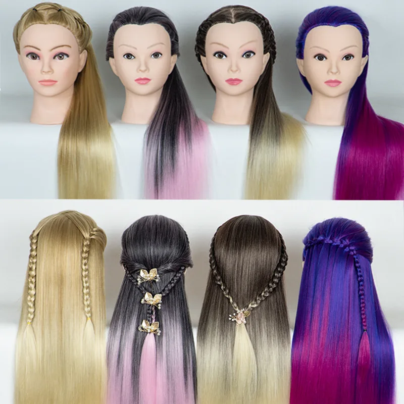 2 Count Braiding Training Hair Mannequin Head Doll Braided Model