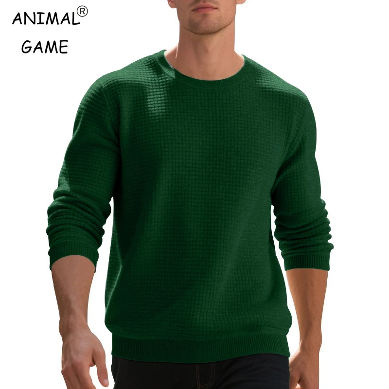 Animal Game Men's Crew Neck Sweatshirts Solid Color Large Pullover Outerwear Outdoor Jogging Tops Casual Streetwear Basic Top
