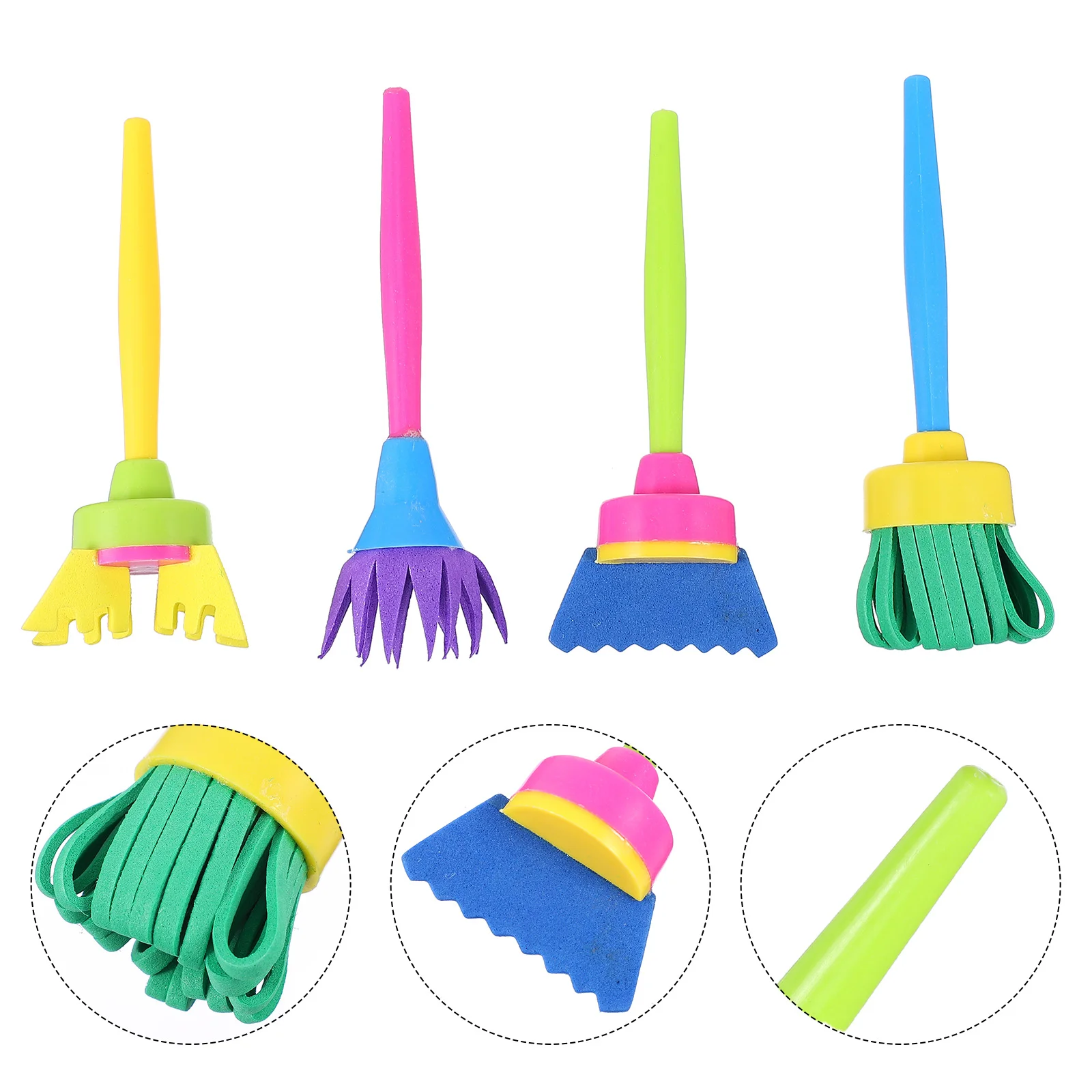 4 Pcs Painting Sponge Brush Children's Crafts Graffiti Tool Kids Brushes for Plastic