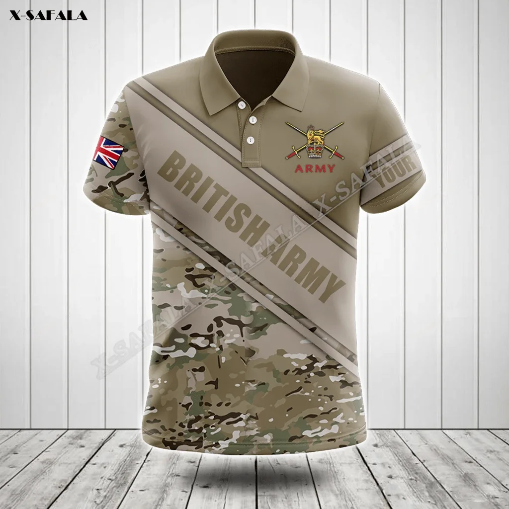 

British UK Camo Army Flag Europe Veteran 3D Print Cosplay For Men Clothing Polo Shirt T-Shirts Top Short Sleeve Tee Breathable