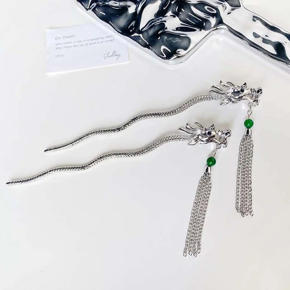 Description Picture 6 of itemWave Shape Dragon Hair Stick Beaded Chinese Style Hair Clip Hair Accessories Barrettes Hanfu Tassel Hairpin Female