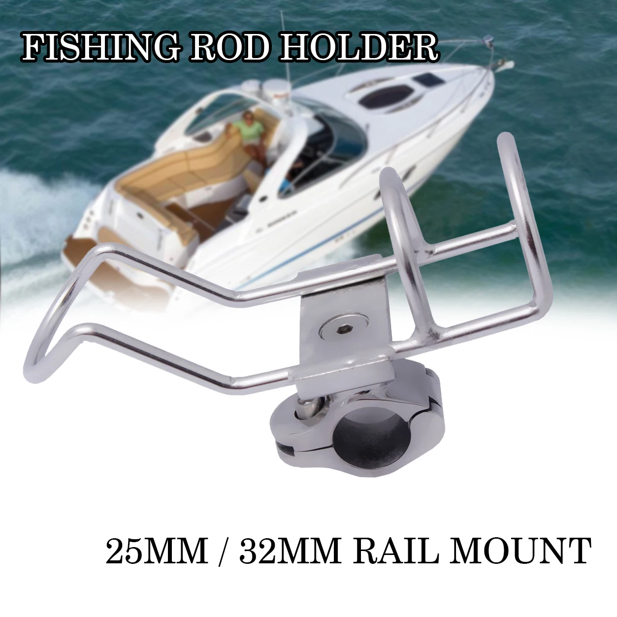 Fishing Accessories Boat Stainless Steel Fishing Rod Holder Adjustable Single 25mm / 32mm Rail Mount dds548c ac230v 30 100a single phase 2 wire digital wattmeter electricity cost measuring meter 4p energy meter din rail mount