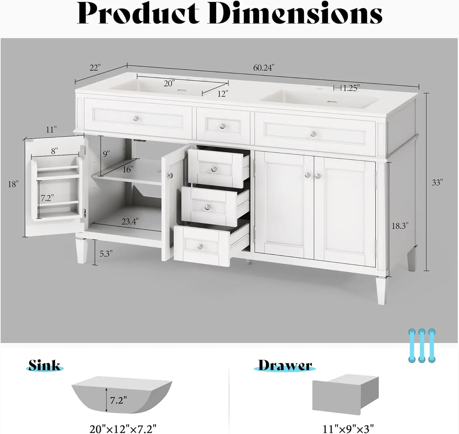 60" Solid Wood Vanity 2