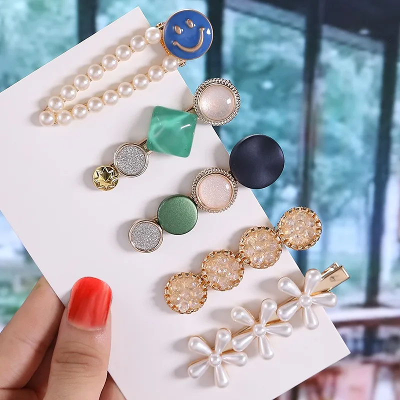 8 stücke/5 teile/satz bunte Inlay Strass Haars pange Mode Blume Haarschmuck aushöhlen Seestern Metall Haarnadel – Detail 11