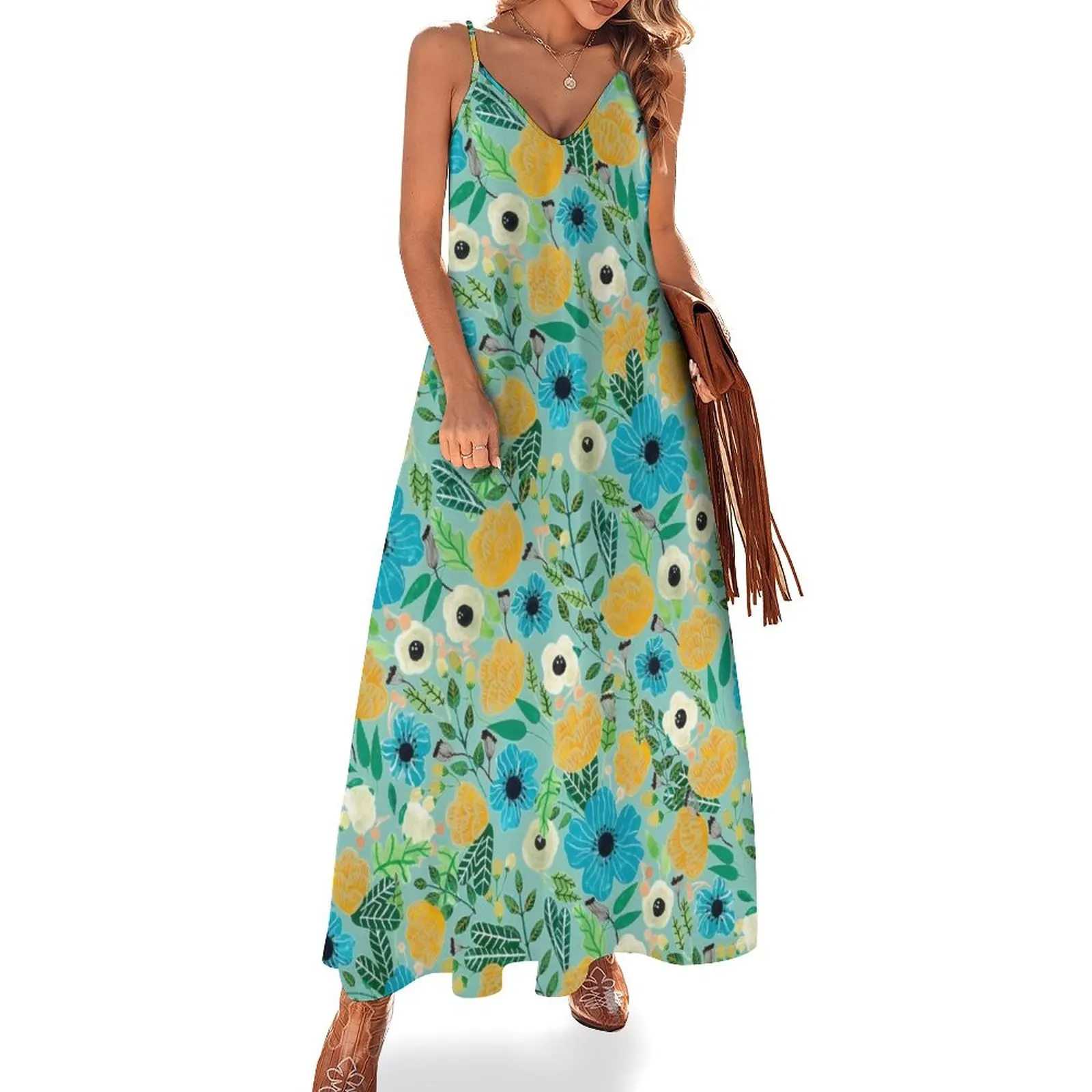 

Blooming Flowers Sleeveless Dress party dresses women Summer dresses for women