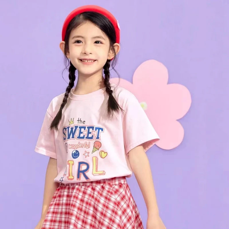 

T-shirts Girl Summer Clothes Children's Blouse Clothing For Girls Cute Tops Short Sleeve Tee Shirt Kawaii Top Baby Fashion Cheap