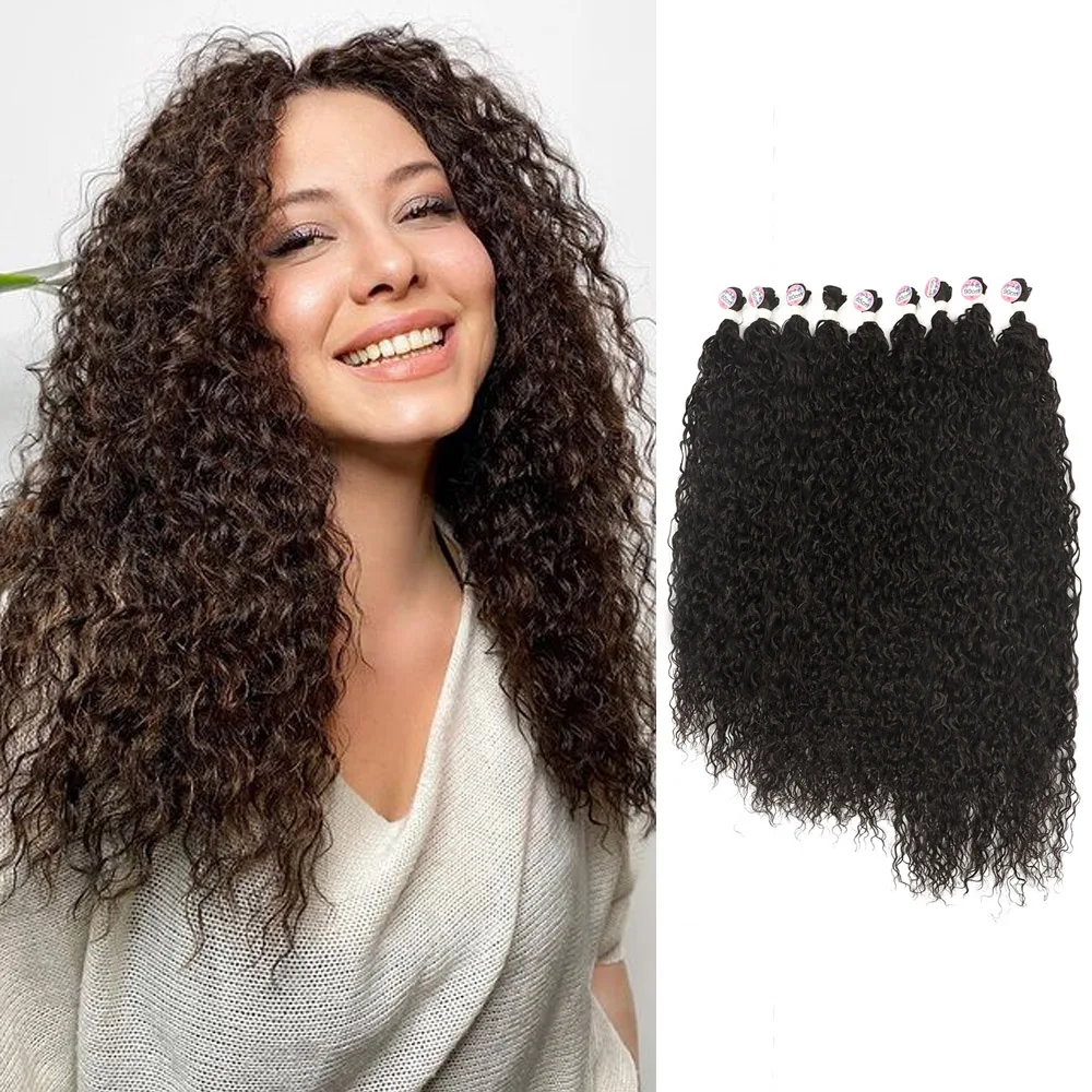 Synthetic Bundles Hair Extension Kinky Hair Synthetic Bundles Curly Ombre Heat Resistant Fibers For Woman
