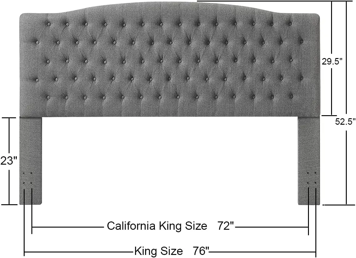 Upholstered Tufted Button Linen Fabric Headboard,Comfortable Fashional Headboard King/CA King Size,Granite