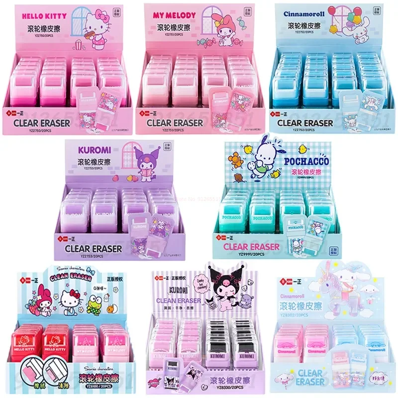 

Резиновый ластик Sanrio, 20 шт., Hello Kitty Kuromi Pachacco Cinnamoroll, студенческие офисные принадлежности, оптовая продажа