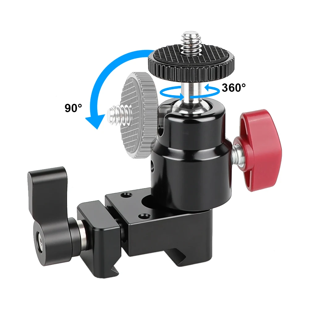 360° Swivel Mini Ball Head With 1/4"-20 Screw Mount & NATO Clamp For Monitor,Vid