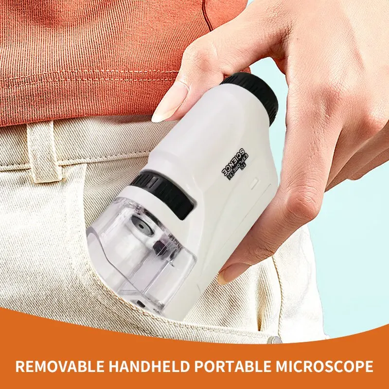 Mini Pocket Microscope Kit 60 To120x Portable Laboratory Microscope With LED Light For Kids Science Experiment Utensils 5