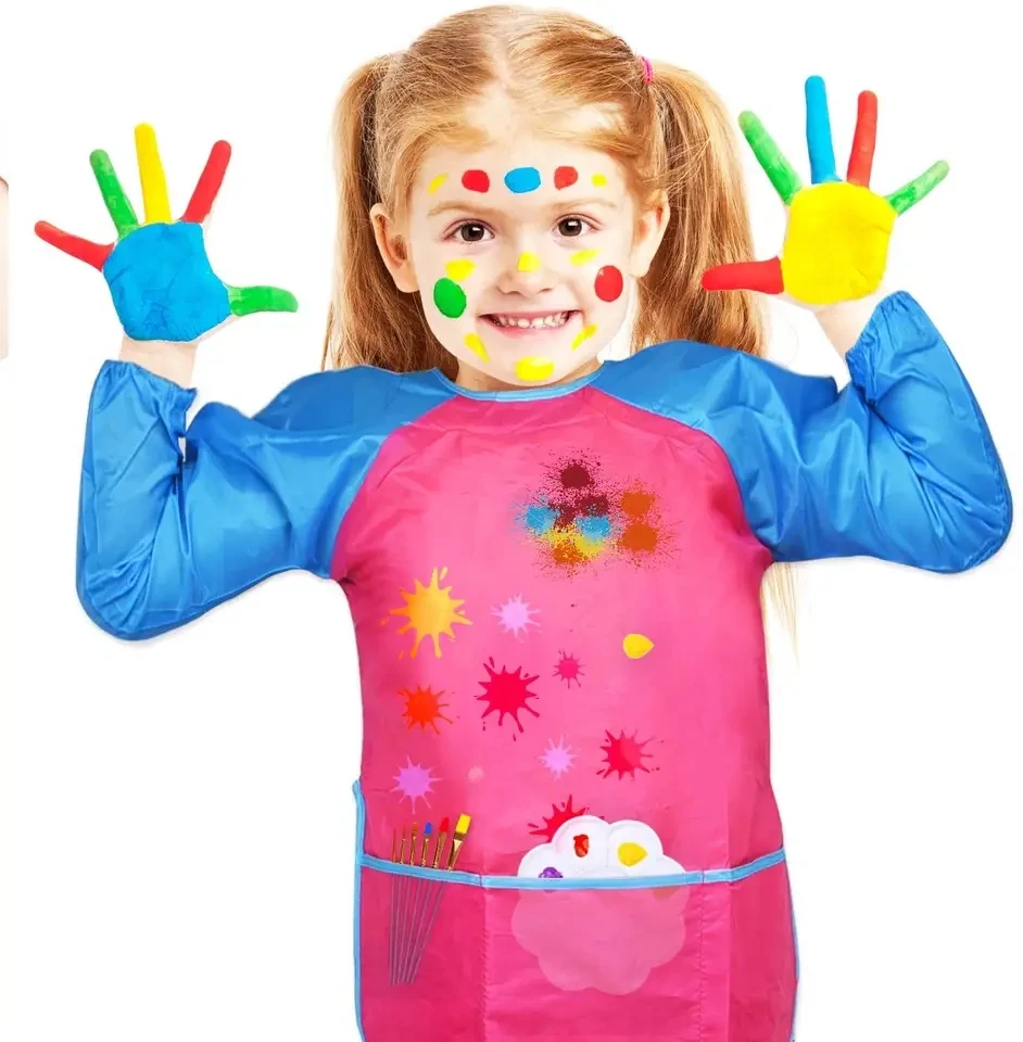 Bview Art Tablier de peinture imperméable pour enfants, blouse à manches longues