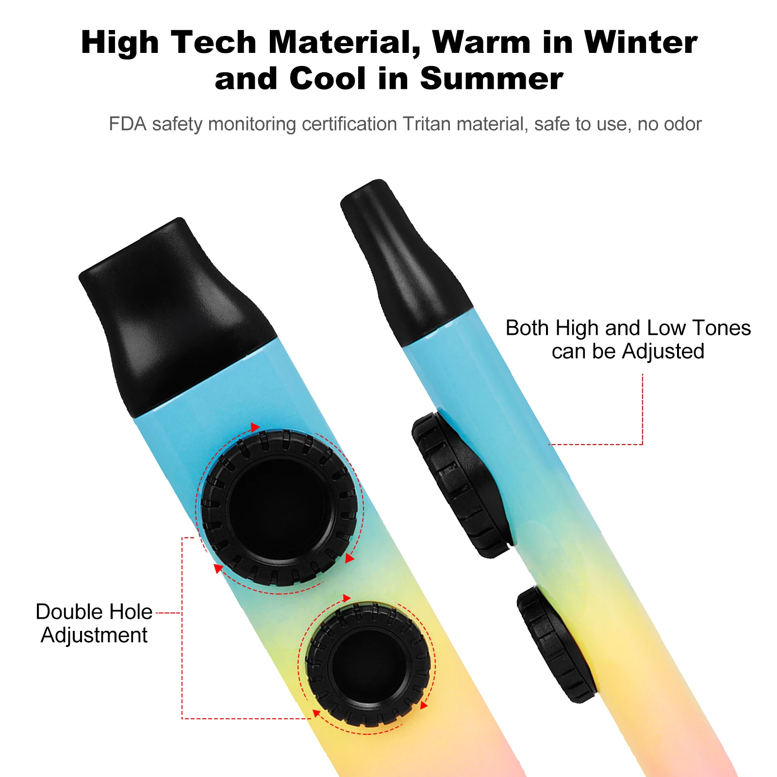 Wooden Kazoos Kazu Flute 10pcs Double Flute Hole Kazoo Dual Holes Replaceable Blowing Nozzle Membrane Musical Instrument for Child Adult