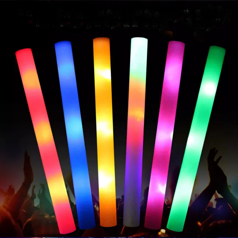 

20 Pcs Colorful LED Glow Stick Wedding Concert Supplies Foam Glowing Light Up Stick Flashing Batons Bar Props