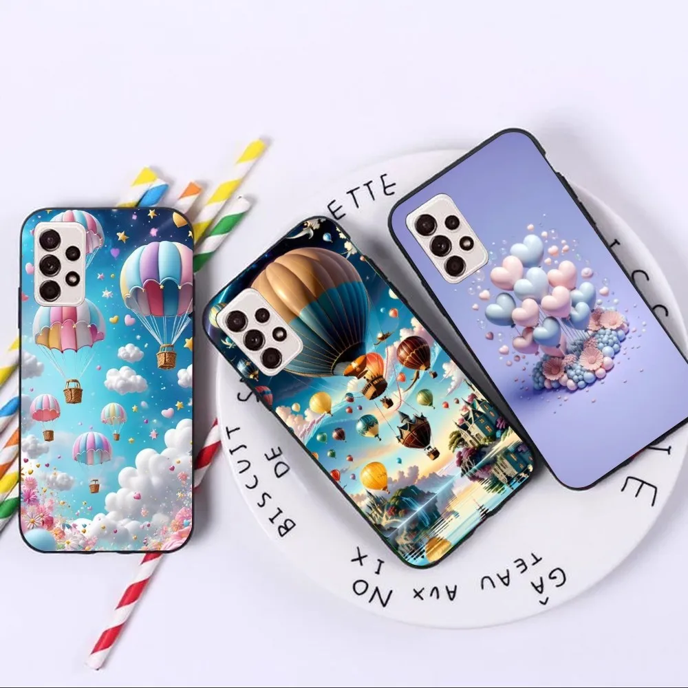 Custodia Per Cellulare Con Mongolfiera Per Samsung A91 A81 A73 A72 A71 A30S A20 A12 A13 A52 A53 4G 5G Cover Nera Per Telefono Funda
