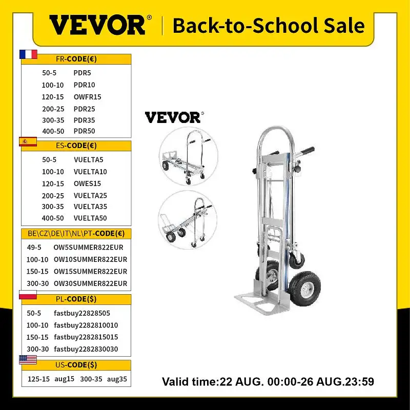 Chariot De Transport Pliable N&S Juvyig 350kg - Poignée Une Main, Compact Jaune