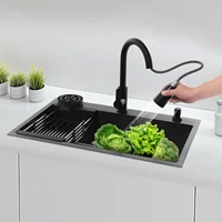 Kitchen Sink with Pull-Out Faucet, Large-Capacity Cleaning Quick Drainage for Home Restaurant Laundry Room Basement Bar Kitchen 3