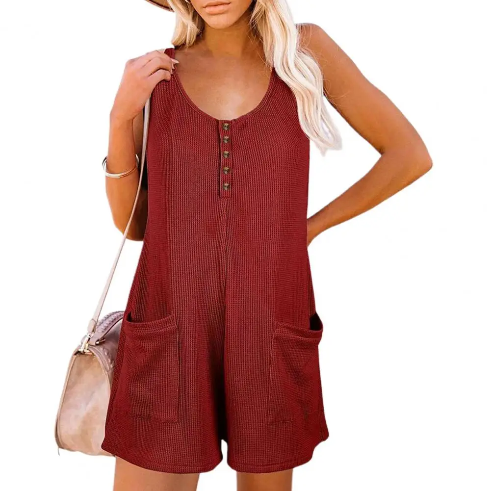 

Women Rompers Wide Leg Ladies Rompers Casual Daily Wear Young Deep Crotch Summer Rompers
