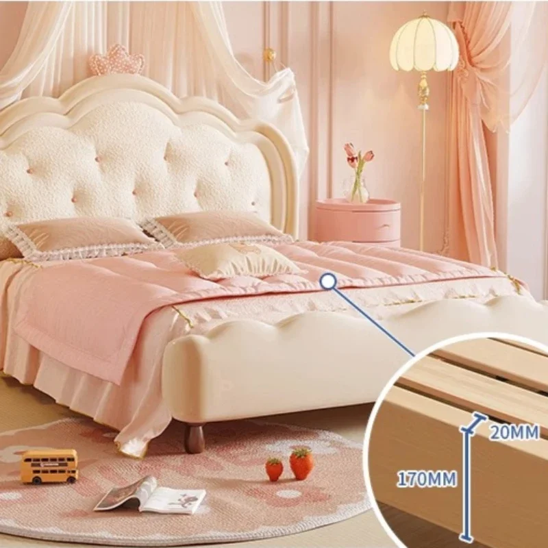 Pretty Modern Girls Double Bed Frame Elegant Princess Cute Light Luxury Children Bed Loft Villa Kinderbett Bedroom Furniture 4