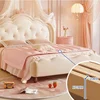 Pretty Modern Girls Double Bed Frame Elegant Princess Cute Light Luxury Children Bed Loft Villa Kinderbett Bedroom Furniture 4