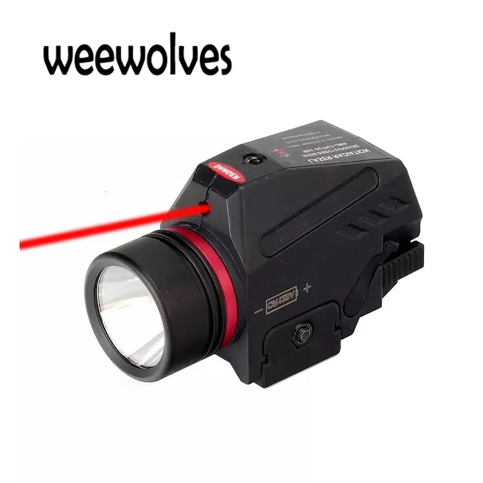 

WEEWOLVES Tactical LED Weapon Light Flashlight Red Dot Laser Sight Airsoft Pistol Light for 20mm Picatinny Rail Mount