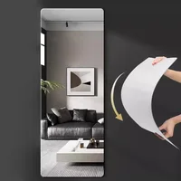 Square Mirror Glass Tile Wall Stickers Decal DIY Long Mirrors for Home Living Room Wall Stickers Bedroom Decorations 1