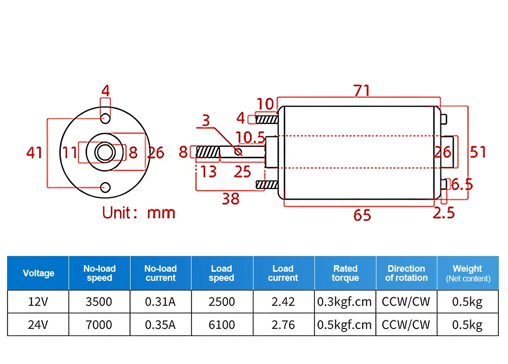Permanent Magnet High Speed DC Motor 30W 12V 24V Threaded Shaft Motor for DIY Ro