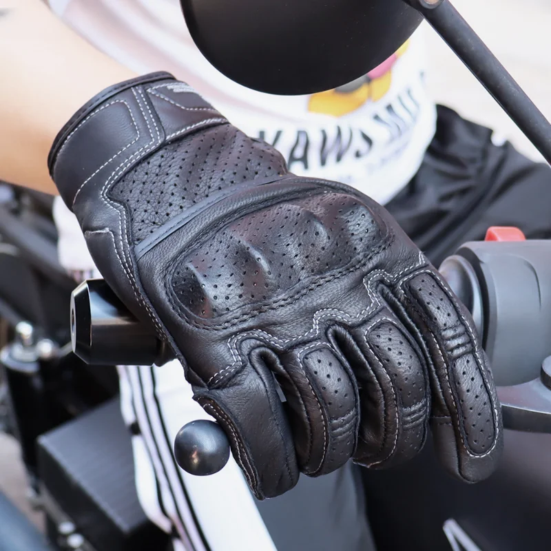 

2023 Men Outdoor Cycling Vintage Leather Motorcycle Touch Screen Gloves Outdoor Motorbike Riding Gloves Motocross Moto