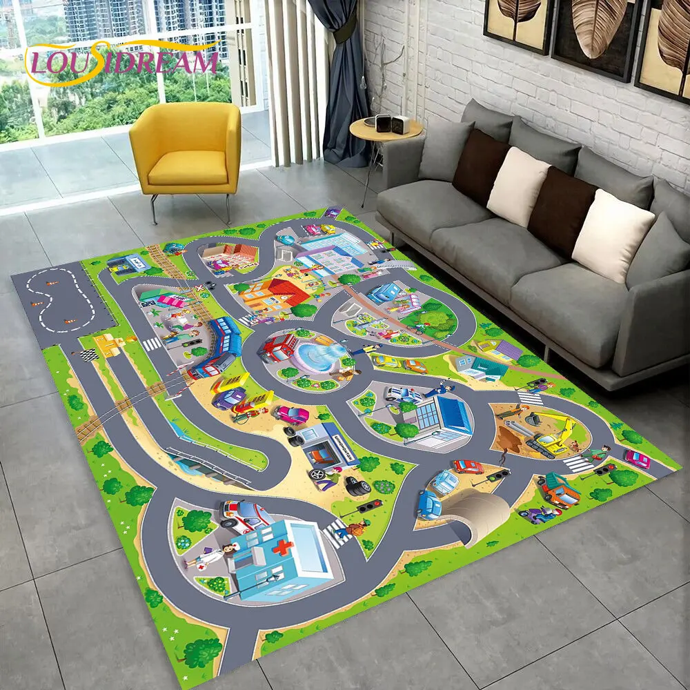 Child Playmat Highway Simulated City Traffic Rug Carpet Home Living Room Bedroom Sofa Non-slip Floor Mat,floor mat