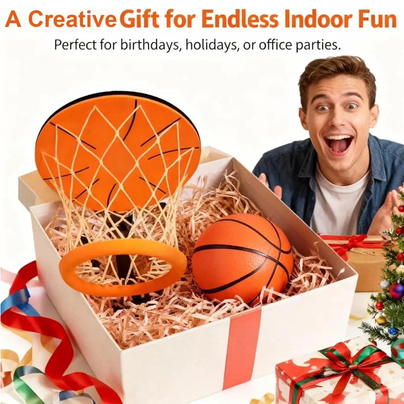 Indoor Basketball Hoop Over Door Foldable Mini Hoop Set with Ball Net for Kids Teens Bedroom Playroom Apartment Sports Game