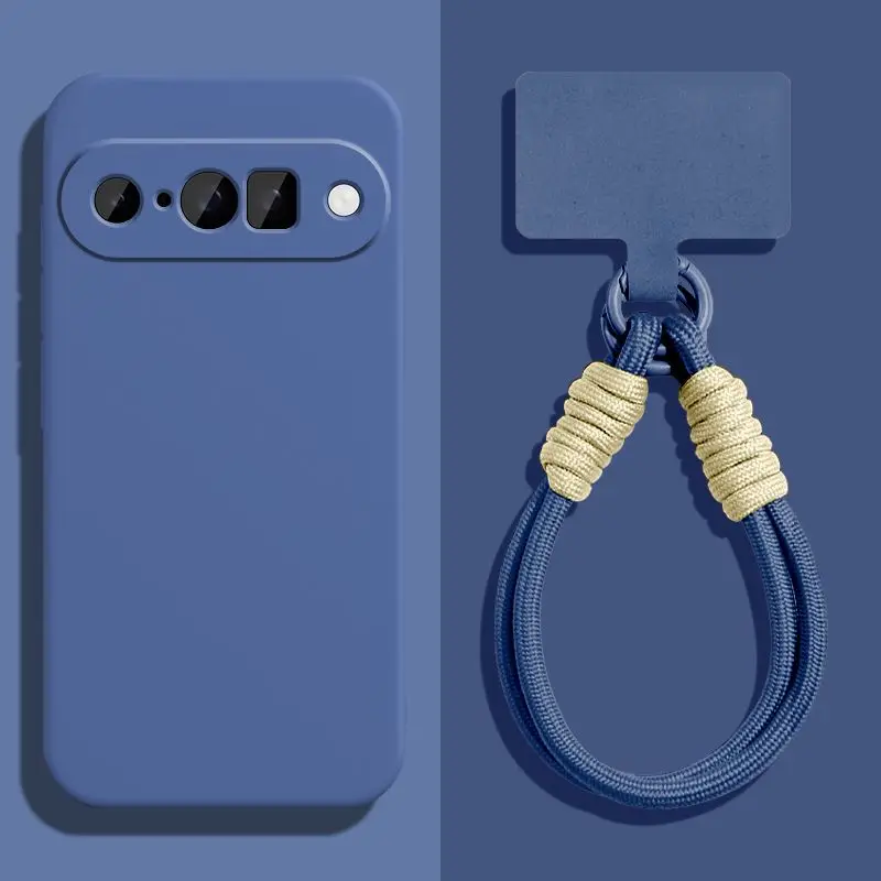 Luxurious Candy Color Liquid Silicone Phone Case with Anti-Lost Strap