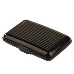 Sleek RFID Blocking Metal Card Holder - Waterproof Wallet for Secure Credit Card Protection (Black)