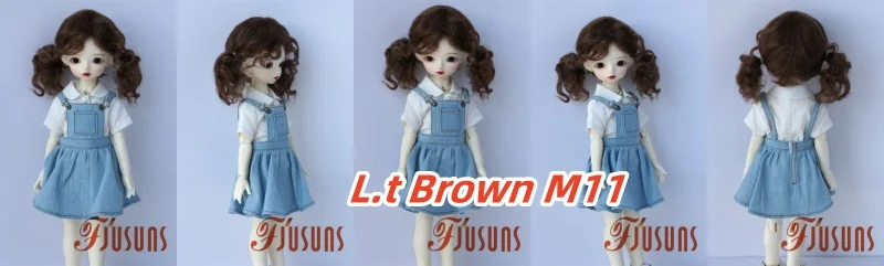 Fjusuns  JD816 Full Sizes  Soft Messy Baby Curly Twins Pony Mohair BJD Doll Wigs