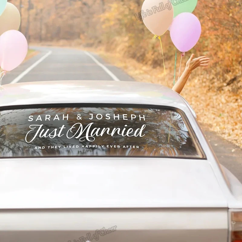 Just Married Custom Name Wedding Car Decoration Just Married Stickers Wedding  Car Window Glass Vinyl Wall Sticker（Color White） - AliExpress