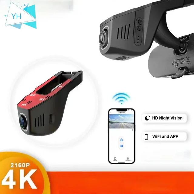 Caméra de tableau de bord DVR pour voiture, WiFi 4K 2160P, 2K, 1600P, 1080P, 24H, moniteur de stationnement, contrôle par application, enregistreur vidéo de conduite pour toutes les voitures 1