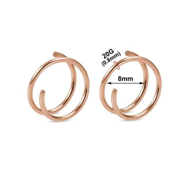 Stainless Steel Double Nose Ring Spiral Nose Septum Piercing Cartilage Hoop Earrings Tragus Helix for Women Nostril Jewelry